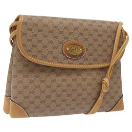 Borsa a Spalla Micro GG Supreme Gucci Beige Oro 007 92 5548 Auth BA1398