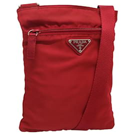 PRADA Borsa a Spalla in Nylon Rossa Argento Autentica 120955
