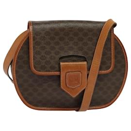 Céline Borsa a spalla in tela Macadam CELINE in pelle PVC marrone oro Auth 121435
