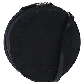 Bulgari Borsa a Spalla BVLGARI in Camoscio Blu Navy Argento Autentica bs24625