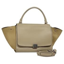 Céline BORSA TRAPEZE IN PELLE 2 IN 1 BEIGE ARGENTO AUTH hk2502
