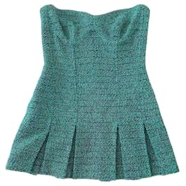 Chanel Bustierkleid aus grünem Tweed