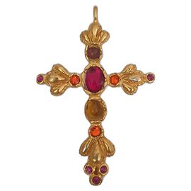 Pendente Christian Lacroix Oro con Pietre Rosse
