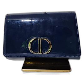 Borsa a tracolla Montaigne in pelle verniciata blu CHRISTIAN DIOR