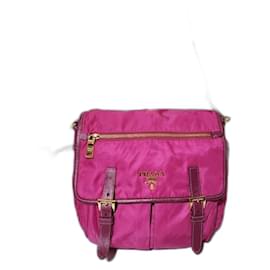 PRADA Borsa Messenger in Nylon Saffiano Rosa