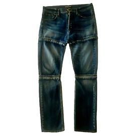Jeans convertibili con zip Balenciaga SS18 in denim blu navy (Taglia 32)