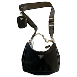 Borsa a mano Prada Re-edition 2005 in lino nero