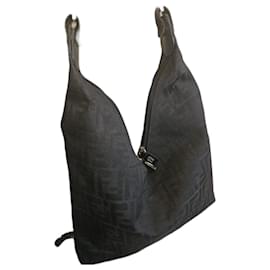 Sac Baguette Fendi Noir en Lin Argenté
