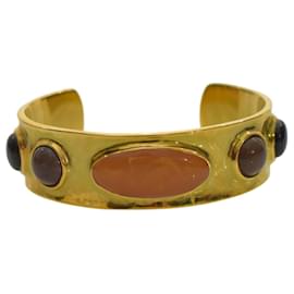 Bracciale in metallo dorato con pietra cabochon decorata Saint Laurent Arty