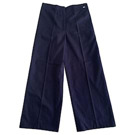 Pantalones Chanel de Algodón Azul Marino