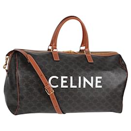 Bolso Boston CELINE Triomphe de cuero PVC 2 en 1 negro y dorado Auth nb467M - Céline