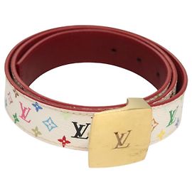LOUIS VUITTON Cintura Care Multicolore 37,8" Bianco M9682 Auth BA1635
