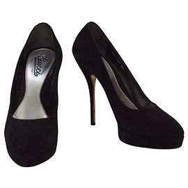 Décolleté classici con plateau in pelle scamosciata nera Gucci, taglia 39 US 9