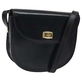 Sac à épaule BALLY en cuir noir et or Auth BA1625 - Bally