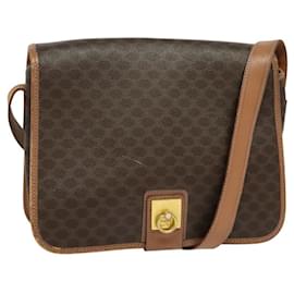 Céline Borsa a spalla in tela Macadam CELINE in pelle PVC marrone oro Auth 117973
