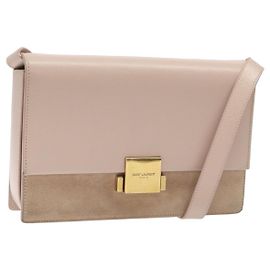 SAINT LAURENT Borsa a Spalla Bellecious in Pelle Scamosciata Rosa Auth sw424