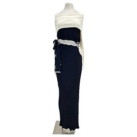 Autre Marque VAILLANT Zweifarbiges Maxikleid schulterfrei schwarz