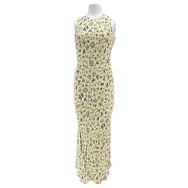 Autre Marque Vestido largo sin mangas con estampado amarillo pálido JAAF