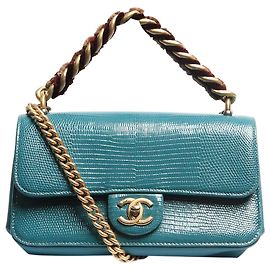 Chanel Borsa a spalla mini flap esotica turchese