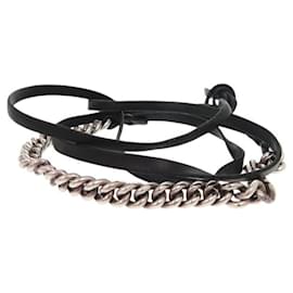 Hermes Black and Silver 925 Leather Charm Bracelet - Hermès