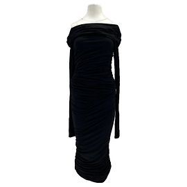 Autre Marque Vestido maxi drapeado preto com ombros de fora ALEKSANDRA SEWERYNIAK