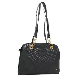 BALLY Borsa a Spalla Trapuntata in Pelle Blu Navy Oro Auth th6030