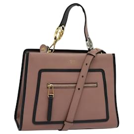 FENDI Runaway Small Handtasche Leder 2way Rosa Gold Auth bs25561 - Fendi