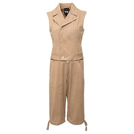 Yohji Yamamoto Jumpsuit aus Baumwolle in Khaki mit abnehmbarem Reißverschluss