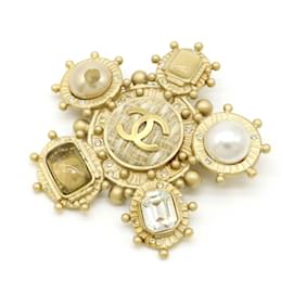 Spilla in strass Chanel Coco Mark in tweed con perle finte