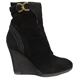 Stivaletti con zeppa Chloé in camoscio nero