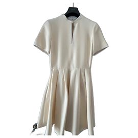 Vestido midi Christian Dior de seda beige