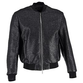  Dsquared2 Textured Zipped Bomber Jacket in Black Polyester 