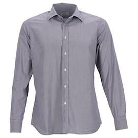 Camicia a Righe Prada in Cotone Grigio