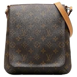 Borsa a spalla lunga Musette Salsa Monogram Louis Vuitton in pelle PVC marrone
