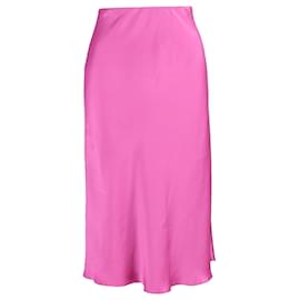 Saia Midi Nanushka em Cetim Rosa