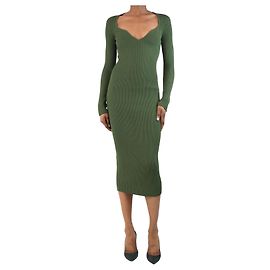 Khaite Grünes geripptes Midi-Kleid Alessandra - Größe XS