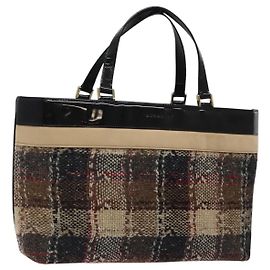Borsa tote in tela Burberry Nova Check oro marrone Auth 121468