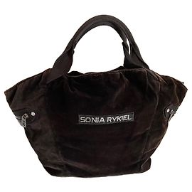 Sonia Rykiel Velvet Handbag Dark Brown