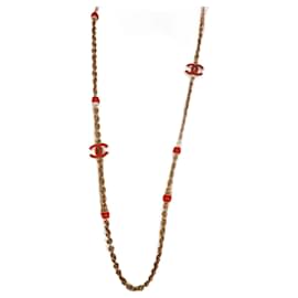 Collana Sautoir Chanel CC con perle arancioni smaltate - Scatola e autenticazione