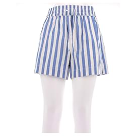 Johnnie Boden Gestreifte Baumwollshorts Blau Weiß