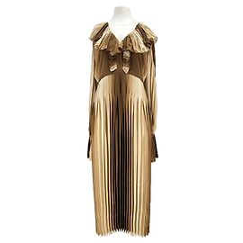 Gucci Plissee Maxi Seidenkleid Braun
