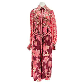 Robe maxi en soie imprimée rose avec ceinture Zimmermann