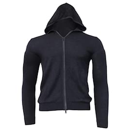 Theory Kapuzenpullover mit Reißverschluss aus marineblauer Wolle