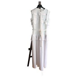 Alaïa Kleid aus weißer Baumwolle mit floralen Durchbrüchen