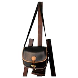 Borsa a mano Hermès Duffle in pelle nera granulata