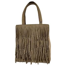 Borsa mini tote con frange Chanel beige