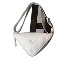 Borsa a mano Prada Triangle in pelle bianca