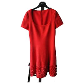 Abito corto rosso Alaïa in viscosa e seta
