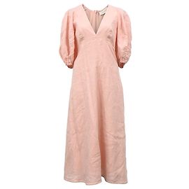 Abito midi V-neck Zimmermann in lino rosa