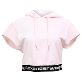 Sudadera corta Alexander Wang T. en terciopelo rosa